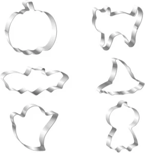Halloween Cookie Cutter Set, 6 Pcs Stainless Steel Biscuit Cutters - Picture 1 of 8