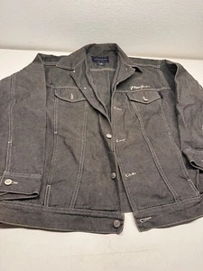 Vintage Phat Farm New York Denim Jacket Men's Size XXL Black Patch Logo - Picture 1 of 7