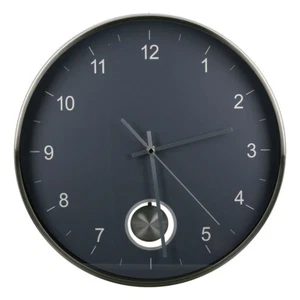 Wanduhr Gomb 35 cm grau mit Pendel Metall Glasscheibe Dekouhr 50327 Casablanca - Bild 1 von 4