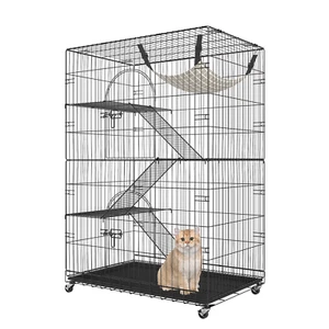 LARGE CAT CAGE 4-Tier Detachable Metal Playpen Enclosure for 1-3 Cats - Picture 1 of 12