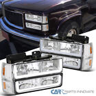 Fits 94-98 Gmc C10 C/K 1500 2500 Sierra Yukon Headlights Bumper Lamps W/ Led Bar