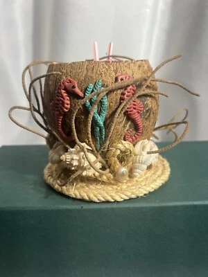 Náutica Tropical Mecha Única Vela Concha de Coco Tejido Cordón Base Nuevo  Foto 1 de 4