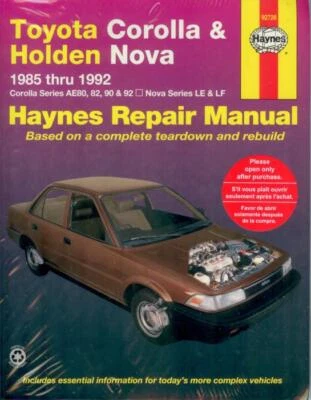 Manual Toyota Corolla Holden Nova 1985-1992 Haynes Workshop SOHC DOHC EFI - Imagen 1 de 4