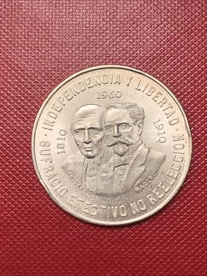 Moneda de Plata 1960 México 10 Pesos 150 Aniversario Guerra Independencia Sufragio (A) Foto 1 de 2