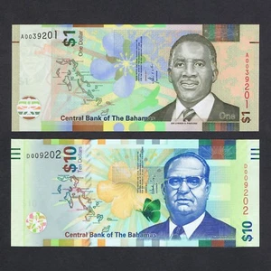 SET 2016 2017 BAHAMAS 1 10 DOLLARS P-77 79 UNC+LYNDEN O. PINDLING LOFTHOUSE SAND - Picture 1 of 4
