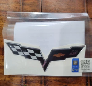 C6 Corvette Centennial Edition Flag Domed Fits Engine Air Cleaner Bridge GM Lic - Picture 1 of 2