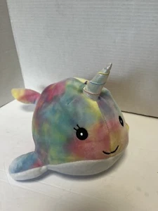 Kellytoy 2021 Squishmallows NATALIE the NARWHAL 8” Rainbow Tie-dye Plush - Picture 1 of 8