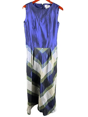 Selection de Givenchy Vintage Años 80 Alemania Muestra Azul Vestido Cuadros Talla 10W Holi Foto 1 de 4