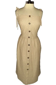 NEW CITY CHIC Plus Size 18W A-Line Dress Brown White Stripes Sleeveless Pockets - Picture 1 of 5