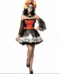 Leg Avenue 85002 Sugar Skull Beauty Adult Women’s Costume Set M/L Day of Dead - Picture 1 of 8