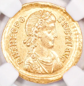 Moneda romana de oro sólido Teodosio I AV 379-395 DC - Certificada NGC XF (EF) - Imagen 1 de 4
