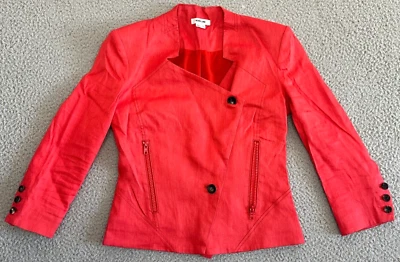 Blazer Helmut Lang de lino para mujer talla 0 sarga brillante manga 3/4 diseñador asimétrico Foto 1 de 4