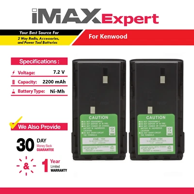 2x 7.2V 2200mAh NiMh Battery for Kenwood KNB-15, KNB-15H, TK-260 - Image 1 of 4