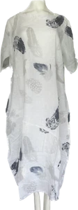T BY TRASNPARENTE KLEID Damenfedern Druck Leinen Made in Italy - Bild 1 von 5