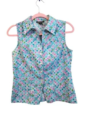 Harold's Size 4 Women's Sleeveless Top Vintage Button Front Shirt Circle Harolds - Image 1 of 4