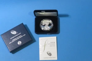2016 W US MINT American Eagle One Ounce  .999 Silver Proof Coin+Box/Case/COA - Picture 1 of 3