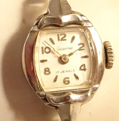 Relógio de pulso Lucerna 17J antigo feminino ouro laminado suíço - Imagem 1 de 4
