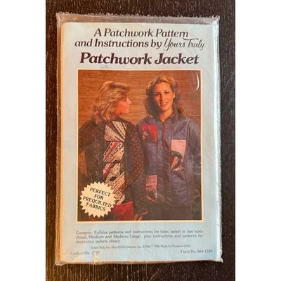Yours Truly Patchwork Jacket Pattern by Jean Wells Size S-L UNCUT 1980 - Image 1 of 2
