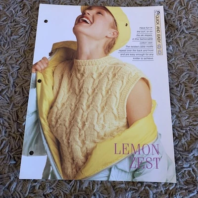 VINTAGE CREATIVE NEEDLES PATTERN -LEMON ZEST KNITTING PATTERN IN ARAN YARN - Image 1 of 4