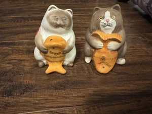 Juego de coctelera de sal y pimienta de pescado para gatos de cerámica - Imagen 1 de 4