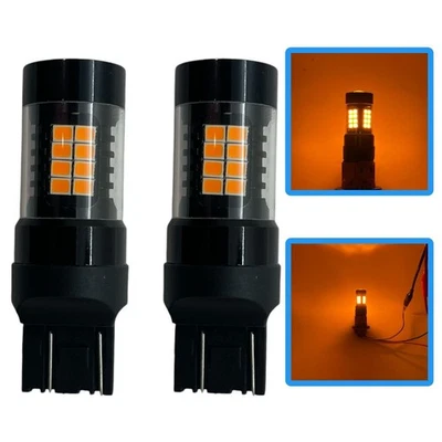 Pair 580 W21/5W 10W LED Amber DRL Sidelight Bulbs 12V/24V Error Free - Image 1 of 4