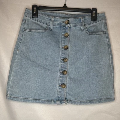 Falda Denim Arizona Jean Co Azul Botón Frontal Talla 7 Bolsillos Informal Foto 1 de 4