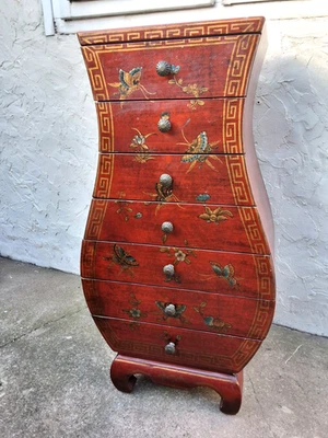 CHINESISCHE ROT LACKIERTE VASENFORM SCHRANK KOMMODE - Bild 1 von 4