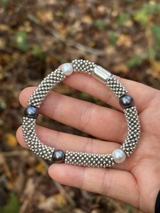 (bis 16 cm) LINKS of LONDON Effervescence Star 925 Silber Perlenarmband Vintage HM - Bild 1 von 10