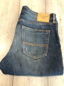 MEN'S ABERCROMBIE & FITCH JEANS 36" WAIST X 32" LEG BLUE DISTRESSED LOOK - Picture 1 of 2