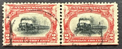 US 1901 Scott # 295 Used Pair with Gum  Empire State Express - Image 1 of 2