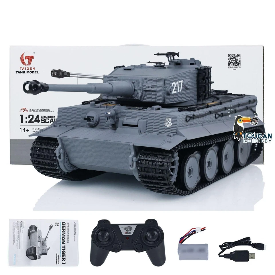 Taigen 1/24 RC Battle Tank Tiger I Radio Control Military Tanks Infrared Combat - Image 1 of 4