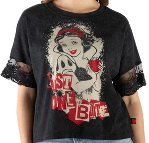 New Disney Snow White Short Sleeve Womens Shirt Black Tie Dye Lace Sleeve SZ 2XL - Picture 1 of 7