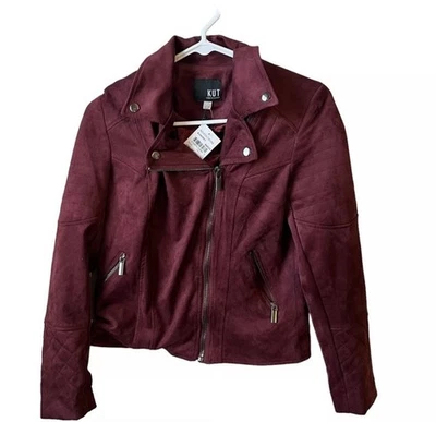 NWT Women’s Kut from the Kloth NWT Faux Suede Motto Jacket Color Red Size L - Image 1 of 2