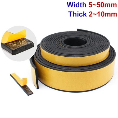 Thick 2~10mm Width 5~50mm Self Adhesive Foam Draught Excluder Window Door Seal S - Image 1 of 4