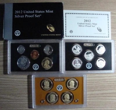 2012 US Silver Proof Set - 14 Coins - w/Box & COA - Low Mintage! - Image 1 of 3