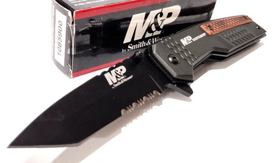 Cuchillo de bolsillo plegable táctico Smith & Wesson M&P guardaespaldas tanto hoja Linerlock Foto 1 de 4