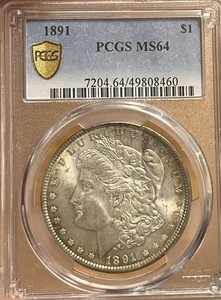 1891 PCGS MS64 Morgan Silver Dollar - Picture 1 of 4