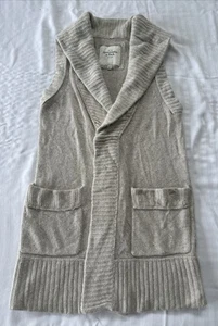 Abercrombie & Fitch Sleeveless Open Front Cardigan Women’s Tan Sweater Size S - Picture 1 of 6