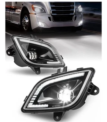 Pair Fog Lights Lamps Freightliner Cascadia 2018-2024 DOT Approved DRL Clear - Image 1 of 4