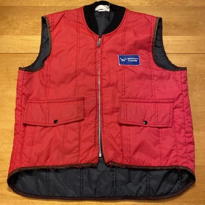 VTG Work Vest Hollofil 808 Red Size Large Pockets Whiton Feeds Made In USA 70’s - Image 1 of 4