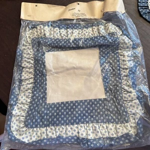 Stitches by Virginia Lawson Cross Stitch Pillow Case Ivory Blue Ruffle New Flowe - Picture 1 of 5