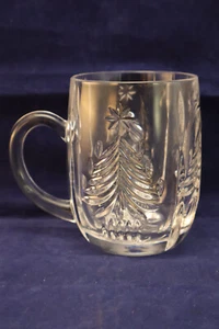 Vintage Mikasa Heavy Etched Crystal Glass Christmas Tree Drink Mug - Picture 1 of 7