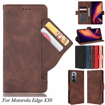 For Motorola Moto Edge X30 Case Leather Wallet Card Slots Stand Flip Cover - Image 1 of 4