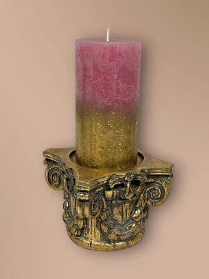 Dutch Style Candle Stand Candlestick Socket Columns Gold Baroque 9x15x15cm New - Image 1 of 4