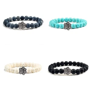 Chakra Crystal Lava Stones Healing Beads Paw Anxiety Relief Bracelet Gift - Picture 1 of 6