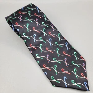 Para hombre Novedad Cuello Corbata MÚSICA Botón Navidad Caramelo Caña 100% Seda Fiestas Negro - Imagen 1 de 8