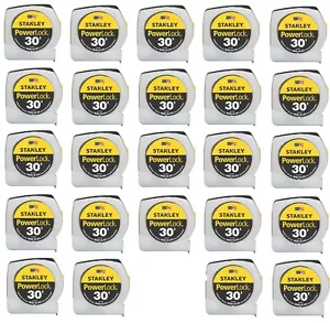 Stanley 33-430 30' ft PowerLock Classic Chrome Tape Measure Ruler - Pack of 24 - Picture 1 of 6