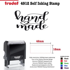 Hand Made Business Stamp Self Inking Craft 46mm x 18mm Trodat 4912 - Picture 1 of 1