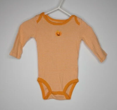 Child Of Mine By Carter's Long Sleeve Pumpkin Halloween Snap Bodysuit Unisex 0-3 - Image 1 of 4
