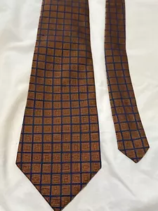 AQUASCUTUM OF LONDON MEN'S SILK TIE Copper Blue squares - Picture 1 of 3